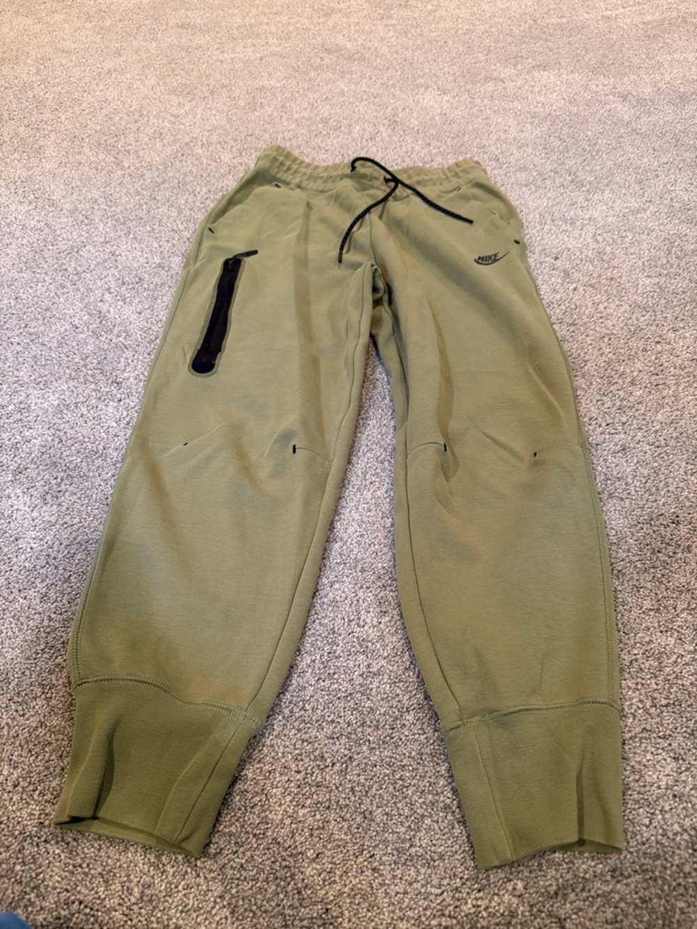 Nike Olive Green Tech Fleece Joggers with Black Accents